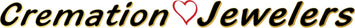 The text 'Cremation Jewelers' in stylized gold and black lettering with a red heart icon between the words, shown on a plain white background.
