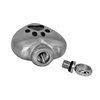 A metallic silver metal pet collar attachment with a paw-print shaped cap and a threaded collar component, shown on a plain white background.