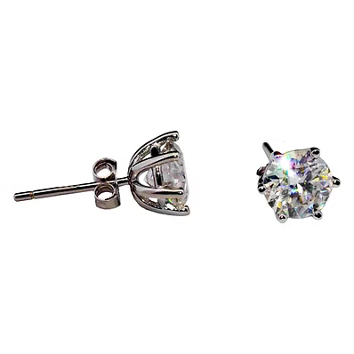 Crystal Ice Moissanite Diamond Earrings 1ctw- 6.5mm Round