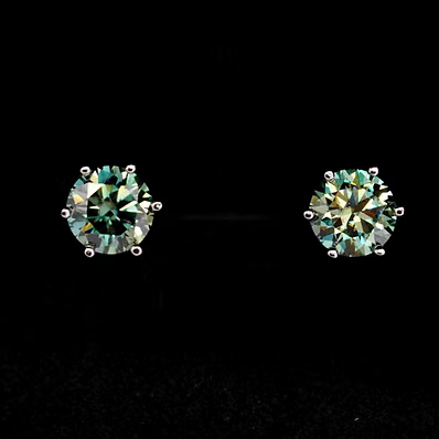 Crystal Ice Moissanite Diamond Earrings 1ctw- 6.5mm Round
