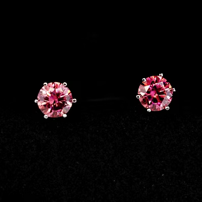 Crystal Ice Moissanite Diamond Earrings 1ctw- 6.5mm Round