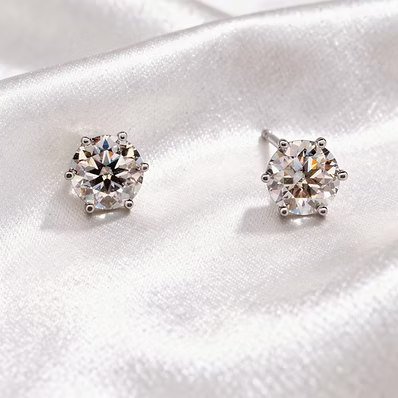  certified diamond solitaire earrings. Each 6.5mm round diamond is carefully hand-selected, cut, polished, and graded to ensure the highest quality and brilliance. The diamond is then hand-set in a 18K White Gold Plated sterling silver 6-prong setting. With a total carat weight of 1ctw