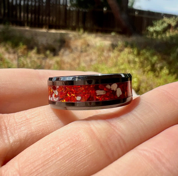 Black Ceramic Cremation Ring Band - 8MM