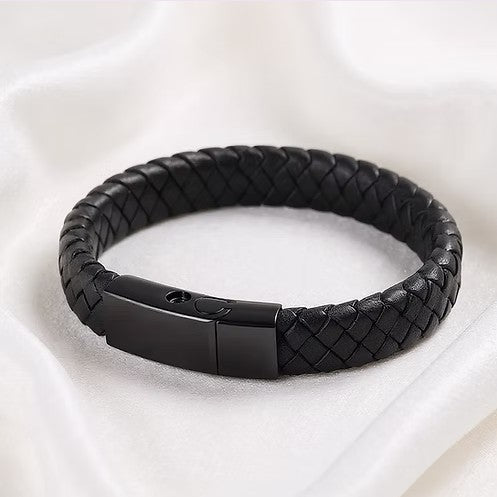 Cremation Braided Leather Urn Bracelet