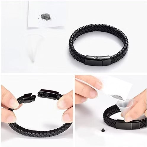 Cremation Braided Leather Urn Bracelet