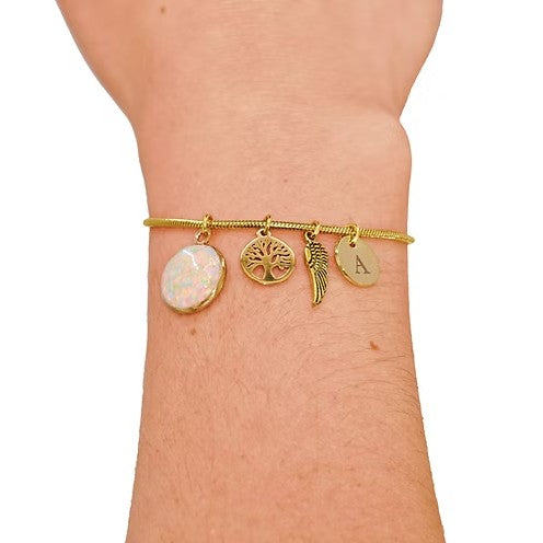 Cremation Gold Memory Charm Bracelet