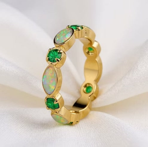 Cremation Stellar Colored Moissanite Diamond Ring 14K Gold-Plated .960 Silver