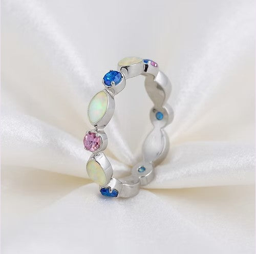 Cremation Stellar Colored Moissanite Diamond Ring 14K Gold-Plated .960 Silver