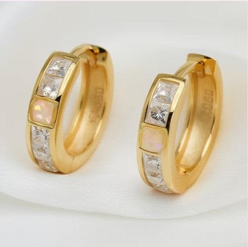 Cremation Moissanite Diamond Earrings Huggies of Love 14k Vermeil .960 Silver