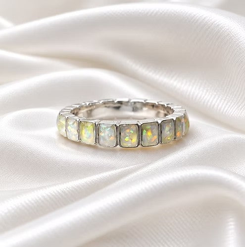 Cremation Square Eternity Ring .960 Silver