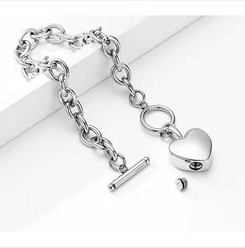 Cremation Heart Charm Urn Bracelet