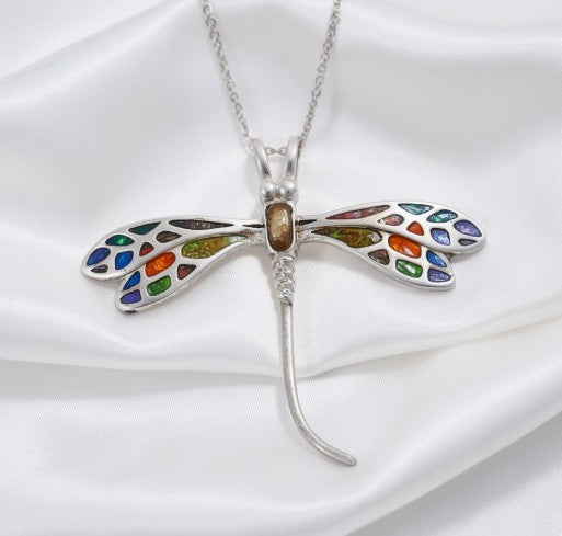 Cremation Dragonfly Pendant - .960 Silver