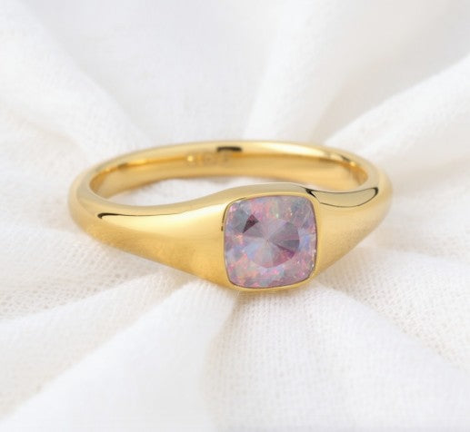 Cremation Dainty Square Signet Ring .960 Silver