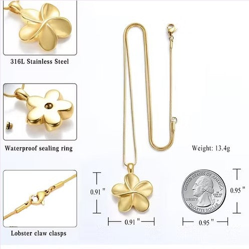 Cremation Plumeria Urn Pendant