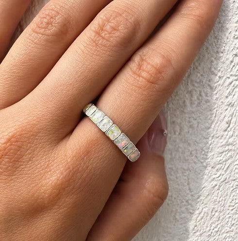 Cremation Square Eternity Ring .960 Silver