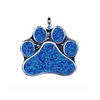 Cremation Paw Print Pendant .925 Sterling Silver with blue opal inlay on white background