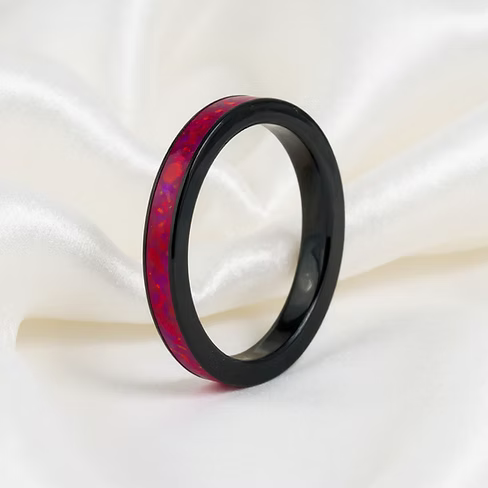 Black Ceramic Cremation Ring Band - 8MM
