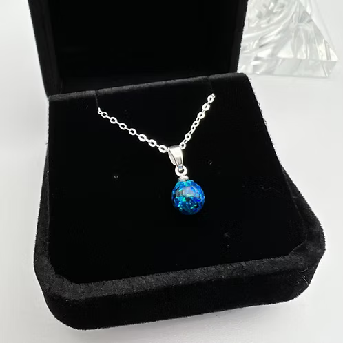 Cremation Opal Drop Bead Pendant