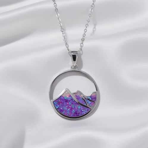 Grand Teton Cremation Opal Pendant - .960 Silver