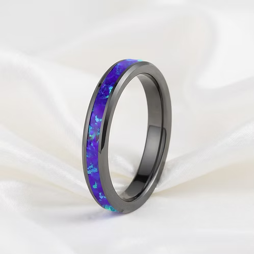 Black Ceramic Cremation Ring Band - 8MM