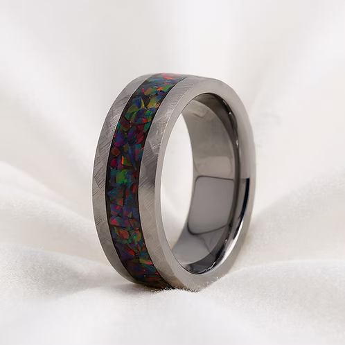 Tungsten Hammer-Tone Cremation Ring Band