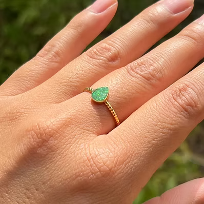 Cremation Braided Pear Ring 14K Gold-Plated Ring