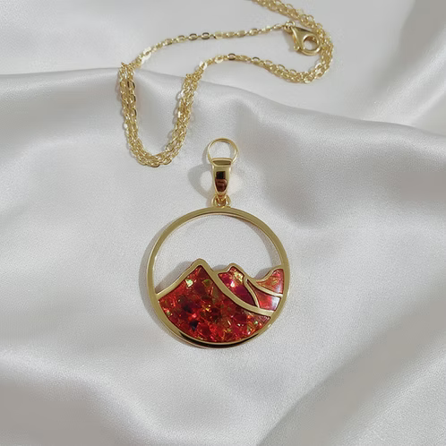 Grand Teton Cremation Opal Pendant - .960 Silver