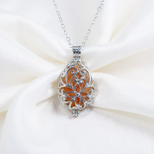 Cremation Whisper Locket with Opal and Ash Bead - .960 Silver
