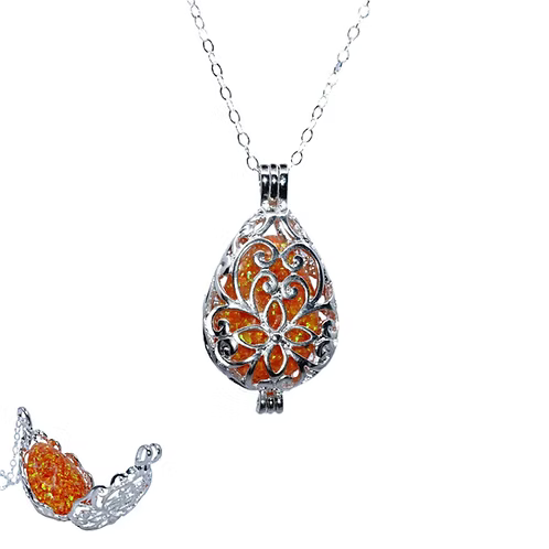 Cremation Whisper Locket with Opal and Ash Bead - .960 Silver