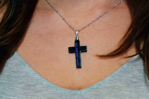 Cremation Ceramic Opal Cross Pendant