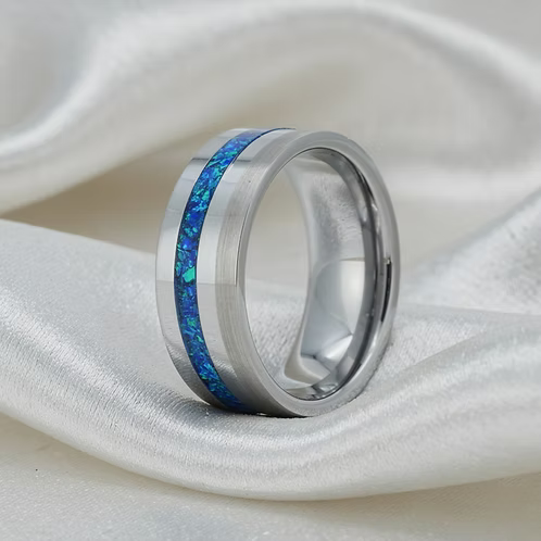 Tungsten Offset Cremation Ring Band