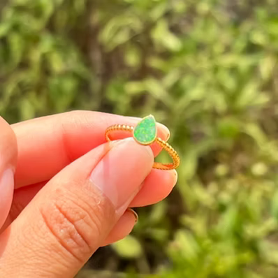Cremation Braided Pear Ring 14K Gold-Plated Ring