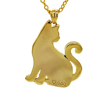 gold cat pendant with engraving