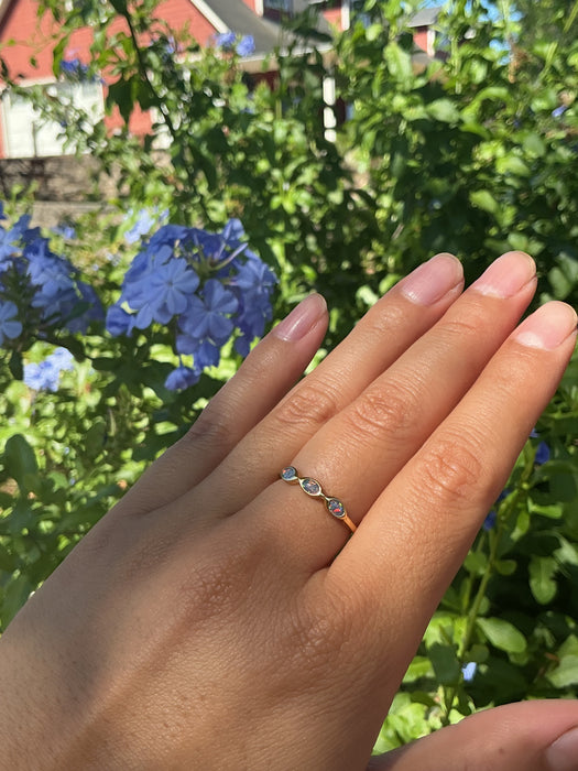 Cremation Triple Stone Ring - 14K Gold Plated
