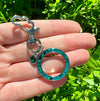 Cremation Infinity Keychain with Ash and Opal Inlay, Emerald Green Charm 