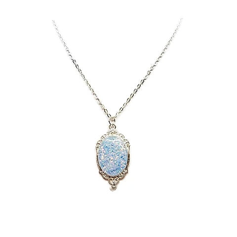Cremation Necklace Victorian pendant with Ash and Opal